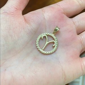 10k Real Solid Gold Aries Zodiac Sign Pendant